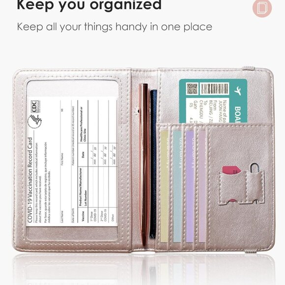 Passport and Vaccine Card Holder Combo Passport Holder Wallet With Vaccination C - Picture 4 of 9